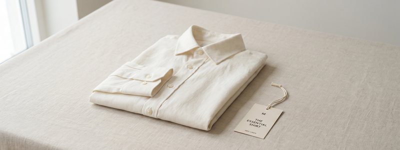 襯衫與品牌吊牌的商品展示示意圖